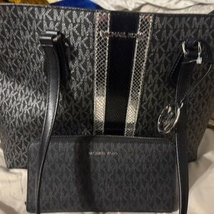 Michael Kors Black and Silver Tote Bag